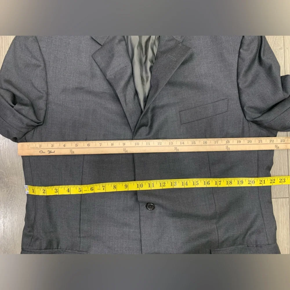 Hickey Freeman Suit Loro Piana Super 150s Wool Dark Gray Pant‎ Sz 44